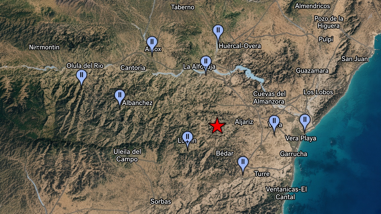 Una serie de terremotos sacude de madrugada Bédar y el Levante almeriense